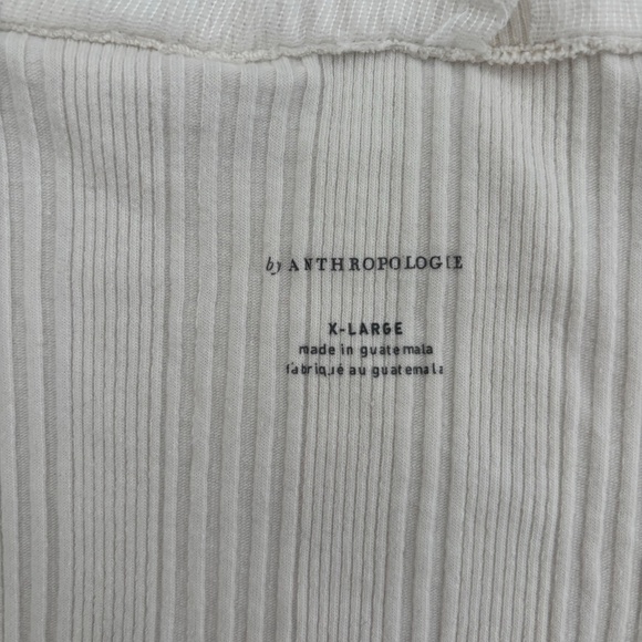 Anthropologie White Long Sleeve Ribbed Button Up V-Neck Sweater Top - Picture 3 of 5